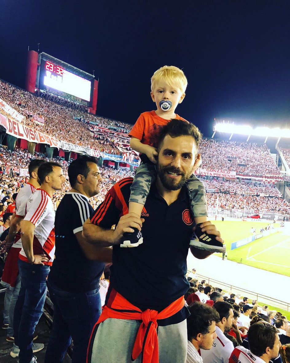 Z 4-letnim synkiem Valentino na meczu ulubionego klubu River Plate.