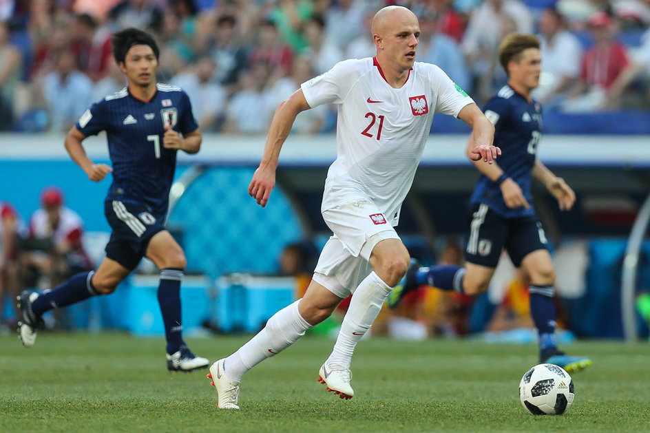 Rafał Kurzawa podczas meczu MŚ 2018 Polska - Japonia (1:0)