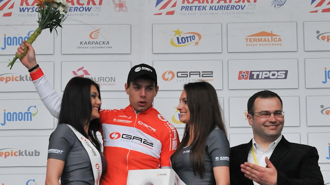 Podium 1. etapu Karpackiego Wyścigu Kurierów