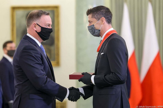 Prezydent Andrzej Duda i Robert Lewandowski