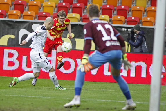 PIŁKA NOŻNA EKSTRAKLASA JAGIELLONIA - GÓRNIK ŁĘCZNA (Karol Świderski i Radosław Pruchnik)