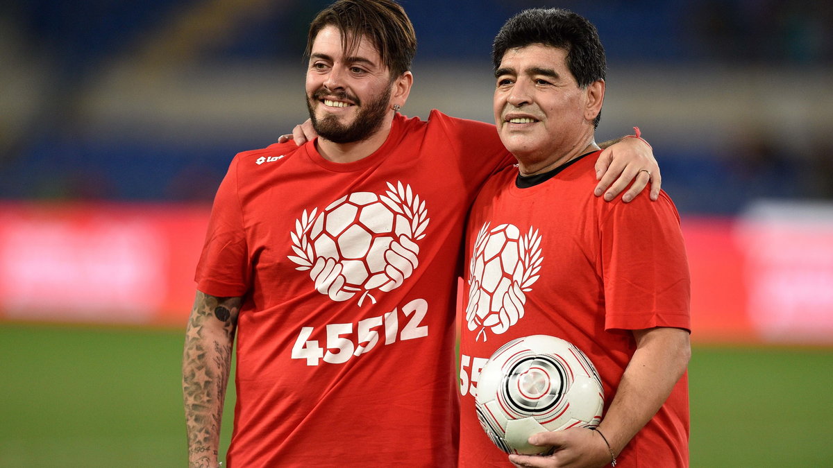 Diego Maradona junior ze swoim ojcem