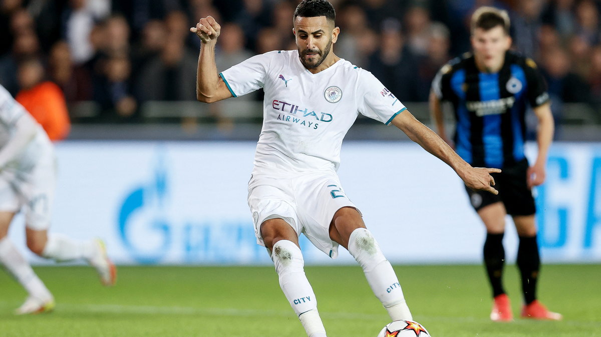 Riyad Mahrez podczas meczu Club Brugge - Manchester CIty