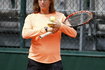 Former tennis player Mauresmo looks at her player Britain's Murray during a training session for the French Open tennis tournament at the Roland Garros stadium in Paris