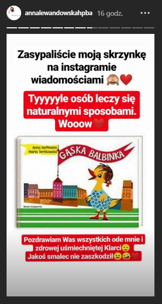 Wpis Anny Lewandowskiej na Instastories