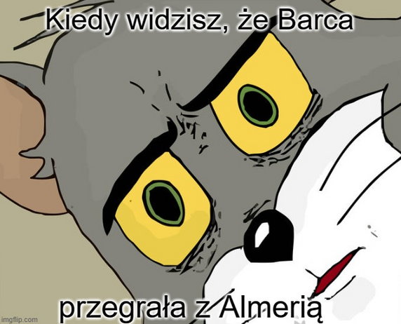 Sensacja! FC Barcelona przegrała z Almerią. Memy po meczu