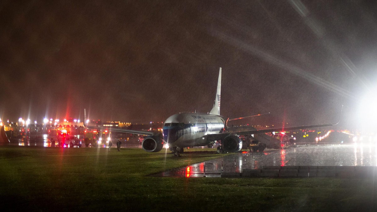 Republican Vice Presidential nominee Mike Pence's campaign plane skids off the runway during landing in New York