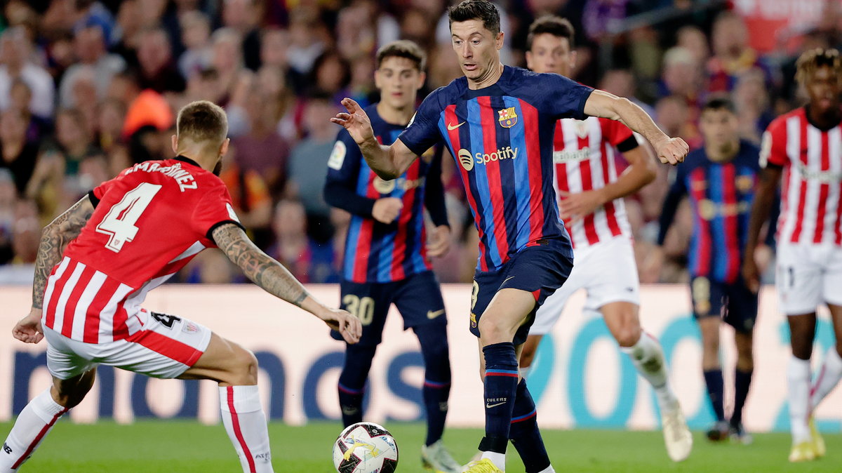 Robert Lewandowski podczas meczu FC Barcelona - Athletic Bilbao