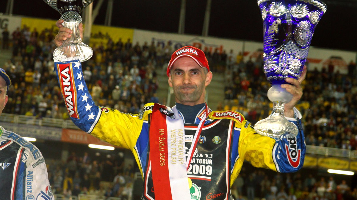 Tomasz Gollob świętuje swój 8. tytuł mistrza Polski (Toruń 2009)