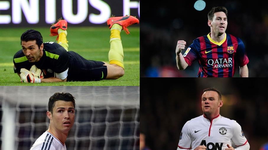 Buffon, Messi, Ronaldo, Rooney