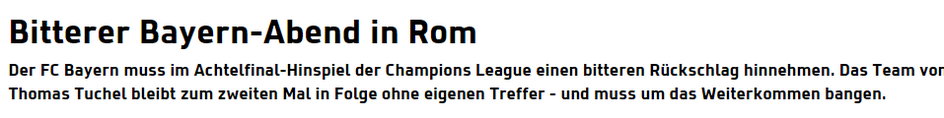 "Gorzki wieczór Bayernu w Rzymie" - czytamy w serwisie Sport1.de