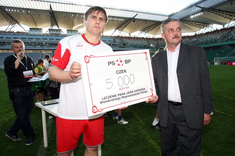 Dariusz Dziekanowski i Jan Karaś podczas opisywanego wydarzenia na stadionie Legii Warszawa