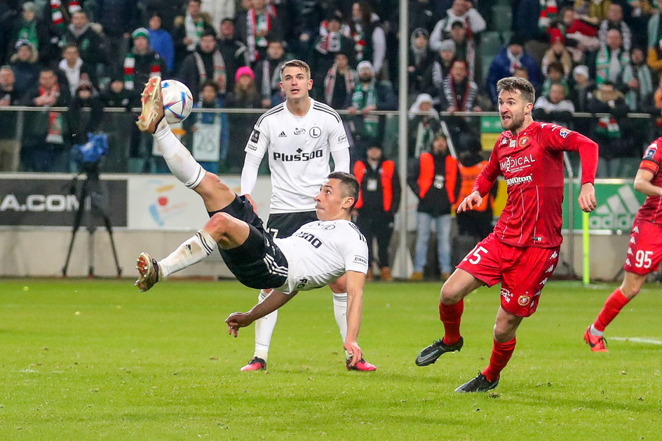 Patryk Sokołowski w meczu Legii z Widzewem