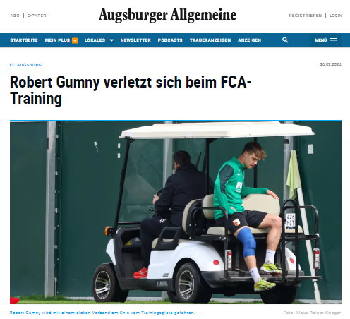 Augsburger Allgemeine Robert Gumny po doznaniu urazu