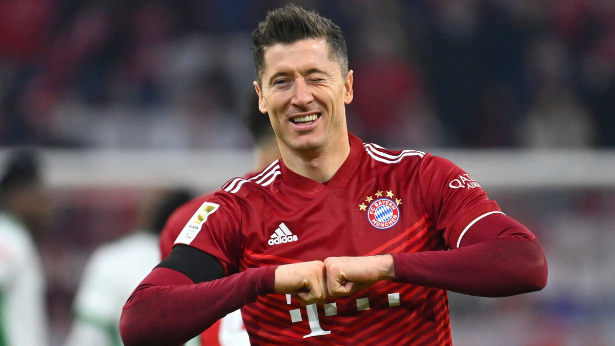 Robert Lewandowski po zdobyciu bramki w meczu z Unionem Berlin, 19 marca 2022 r. 