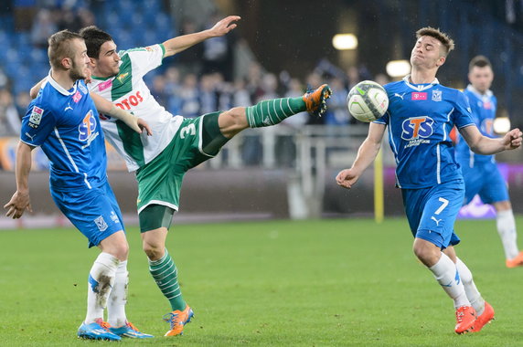 PIŁKARSKA EKLSTRAKLASA LECH POZNAŃ KONTRA LECHIA GDAŃSK (Gergo Lovrencsics Nikola Lekovic Karol Linetty )