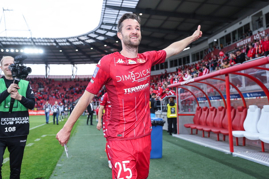 Marek Hanousek na stadionie Widzewa Łódź