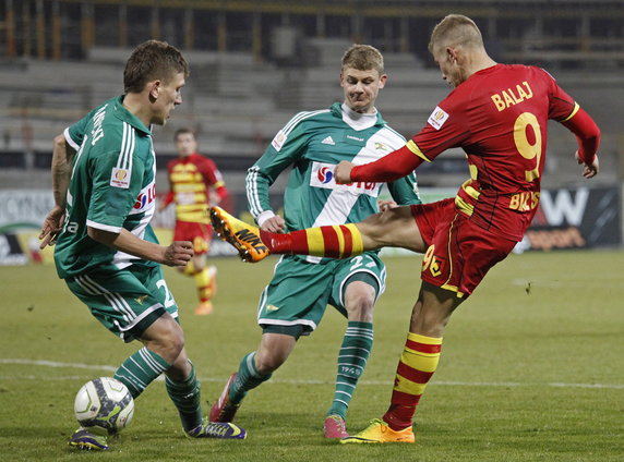 PIŁKARSKI PP JAGIELLONIA KONTRA LECHIA GDAŃSK (Bekim Balaj Rafał Janicki Paweł Dawidowicz )