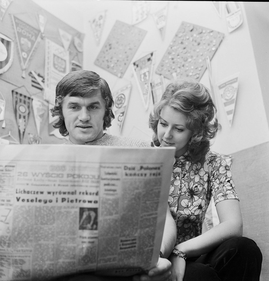 Włodzimierz Lubański z żoną Grażyną w 1973 r.