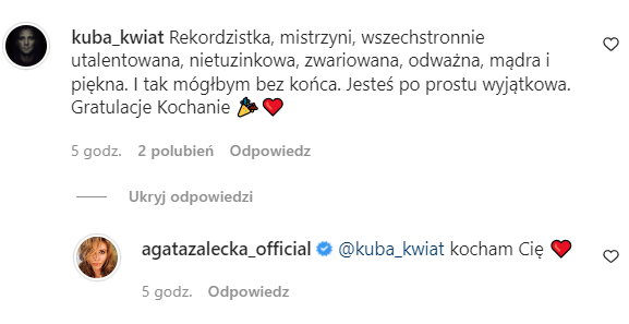 Jakub Kwiatkowski dumny z żony