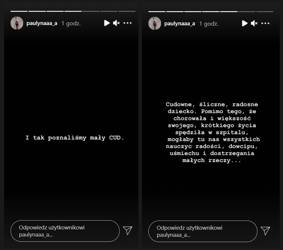 Screen z Instastory Pauliny Piątek