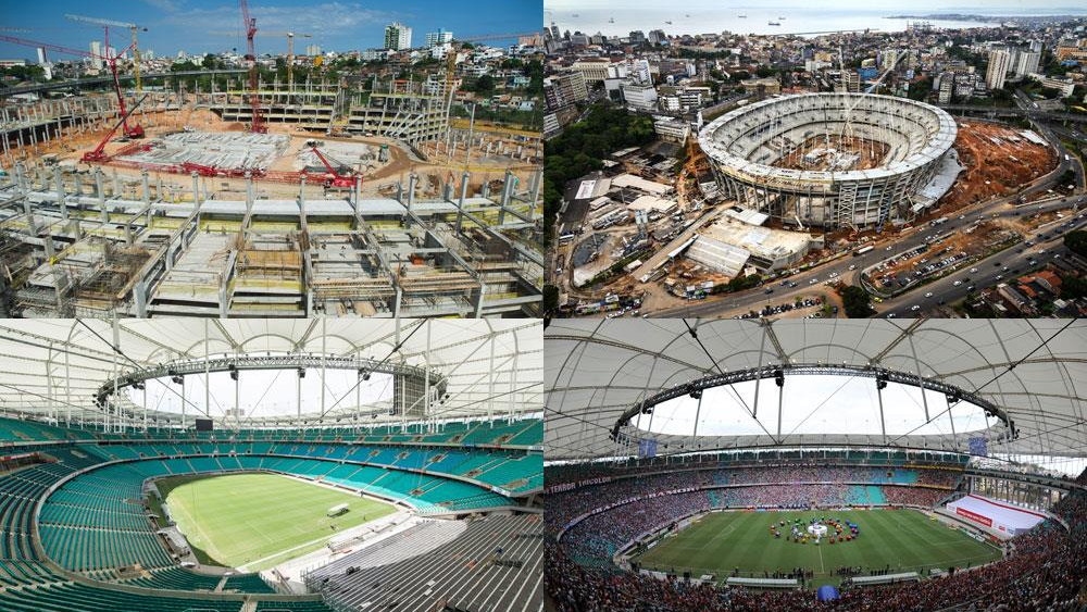 Zobacz, jak powstawał stadion w Salvador