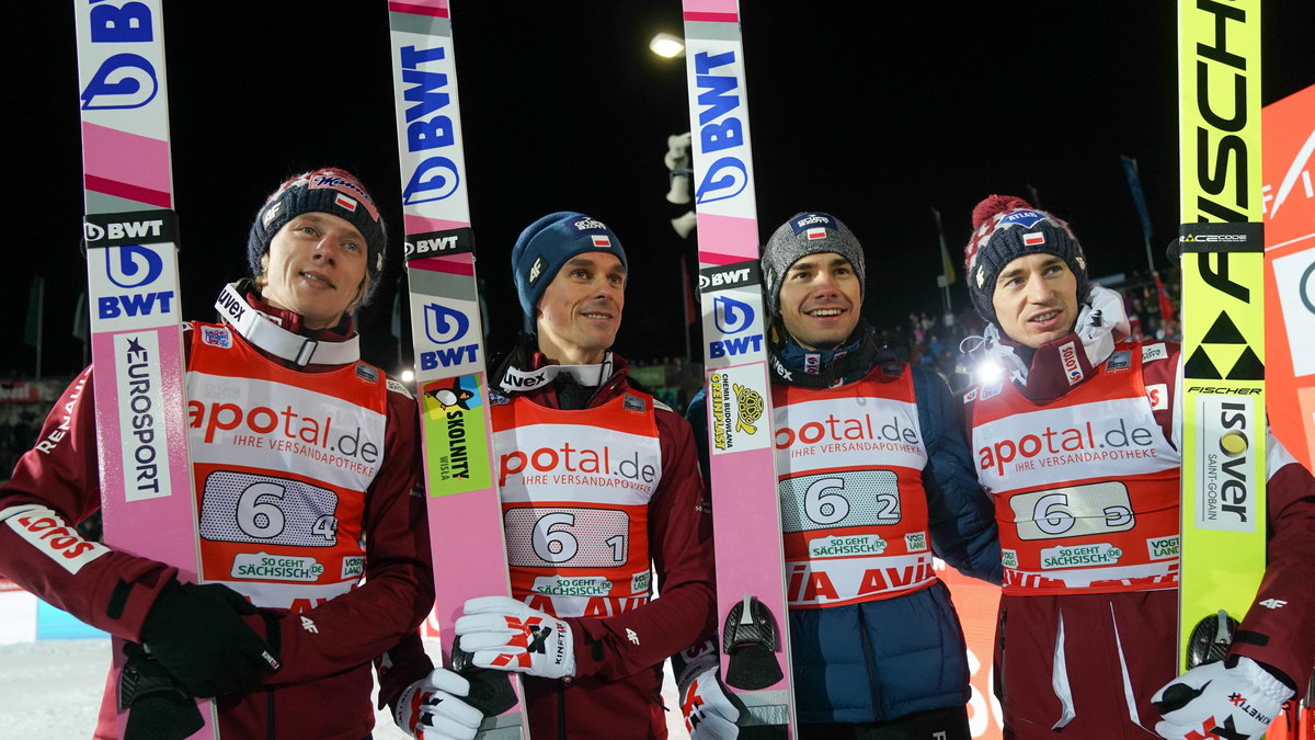 Polscy skoczkowie: Dawid Kubacki, Piotr Żyła, Jakub Wolny, Kamil Stoch