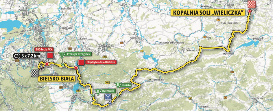 Trasa 5. etapu Tour de Pologne 2019