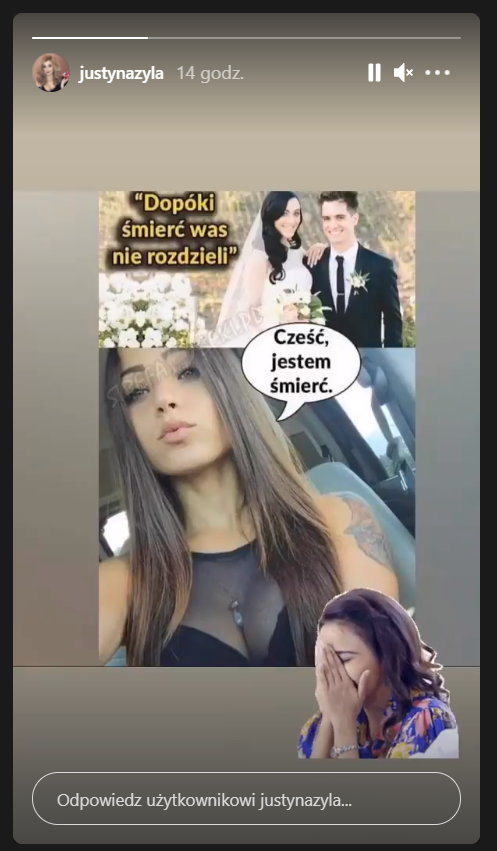 Screen z Instastory Justyny Żyły