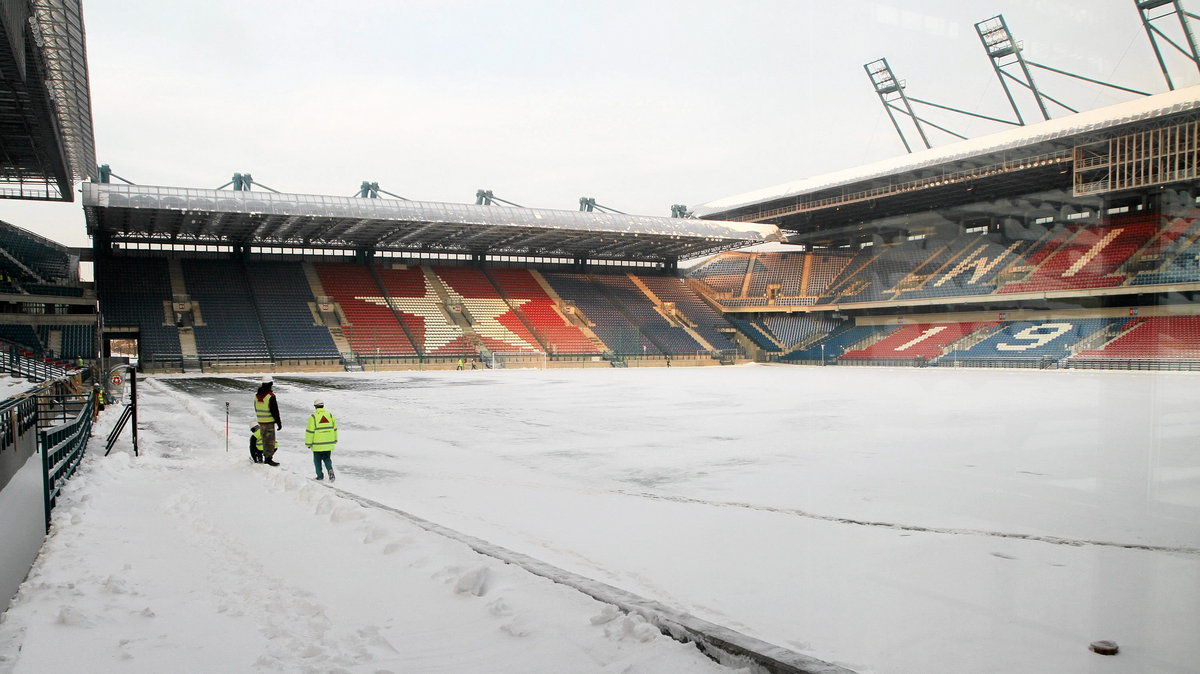 Stadion Wisły w śniegu