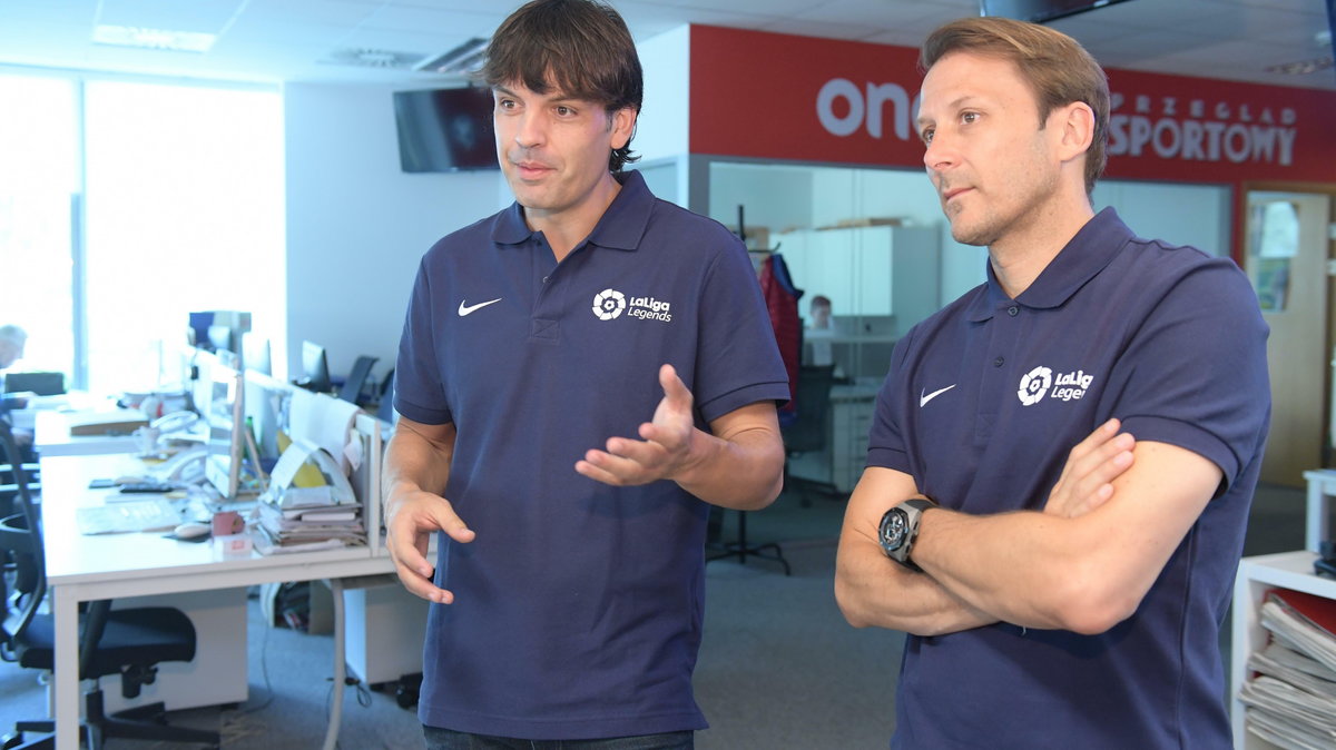 Gaizka Mendieta i Fernando Morientes w redakcji Przeglądu Sportowego