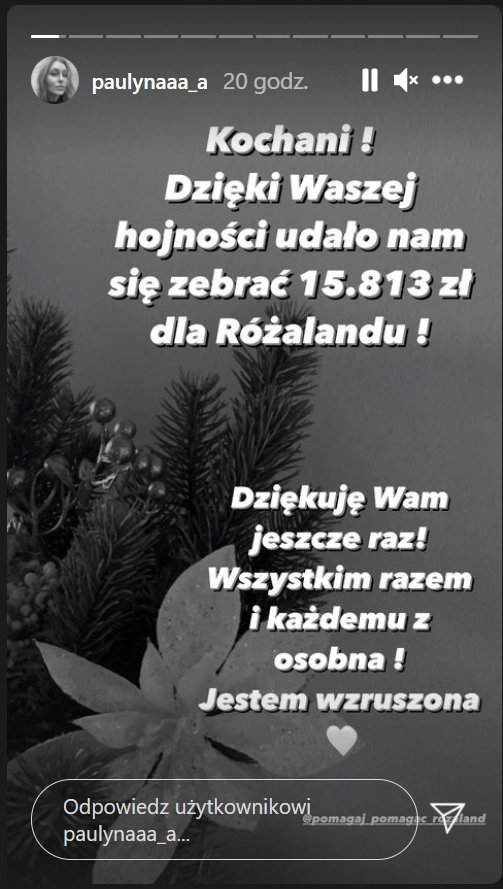 Screenshot z Instastory Pauliny Piątek