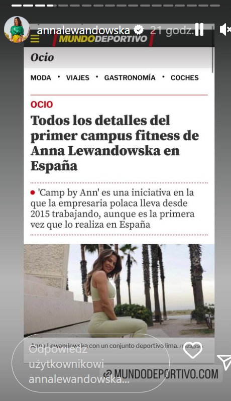 "Mundo Deportivo" Escribe sobre el campamento de Anna Lewandowska.