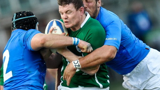 Brian O'Driscoll (z piłką), Włochy - Irlandia, Puchar Sześciu Narodów