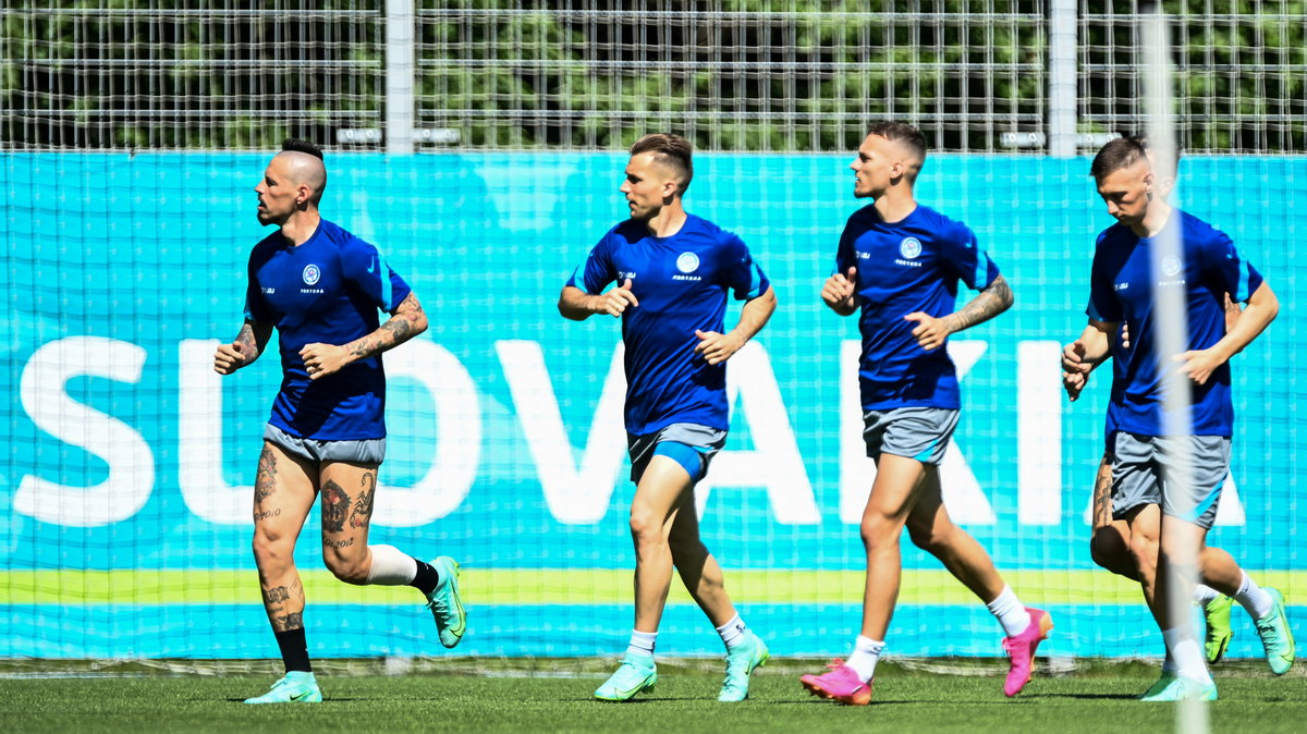 Trening reprezentacji Słowacj. Po lewej Marek Hamsik