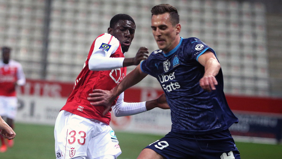 Arkadiusz Milik w meczu ze Stade Reims