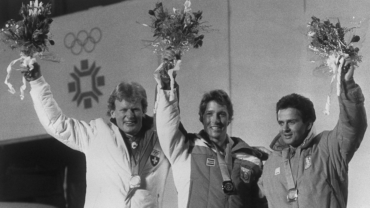 OLY-WINTER-1984-DOWNHILL-JOHNSON-PODIUM