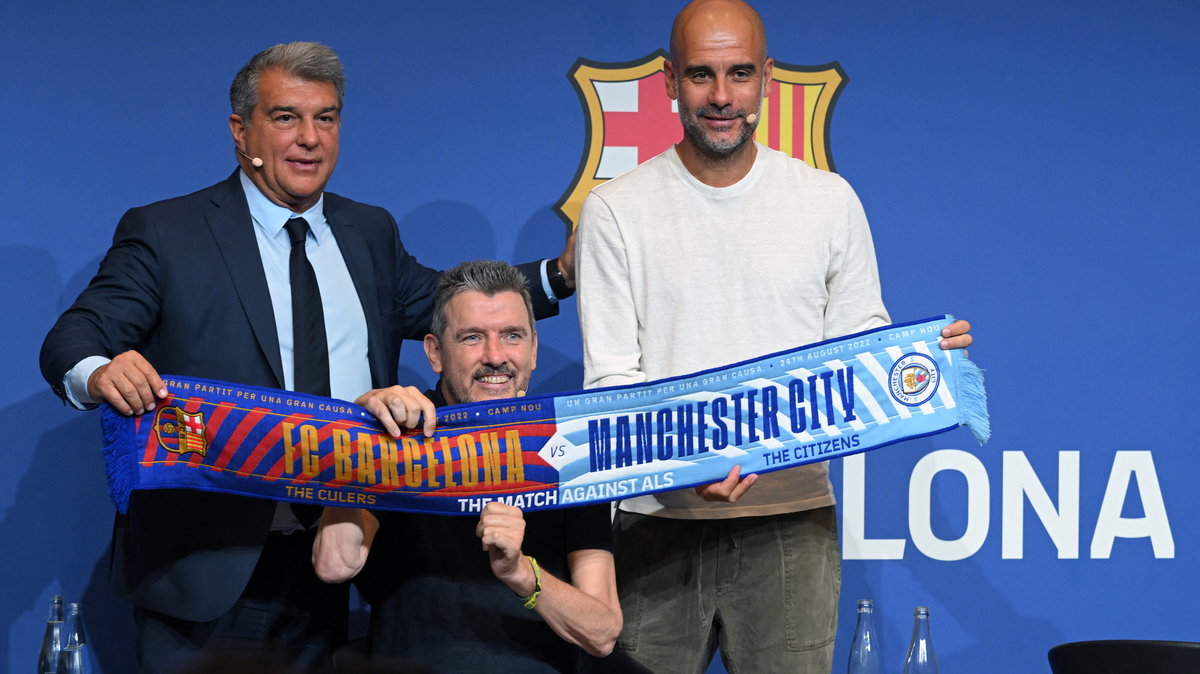 Od lewej: Joan Laporta, Juan Carlos Unzue i Josep Guardiola