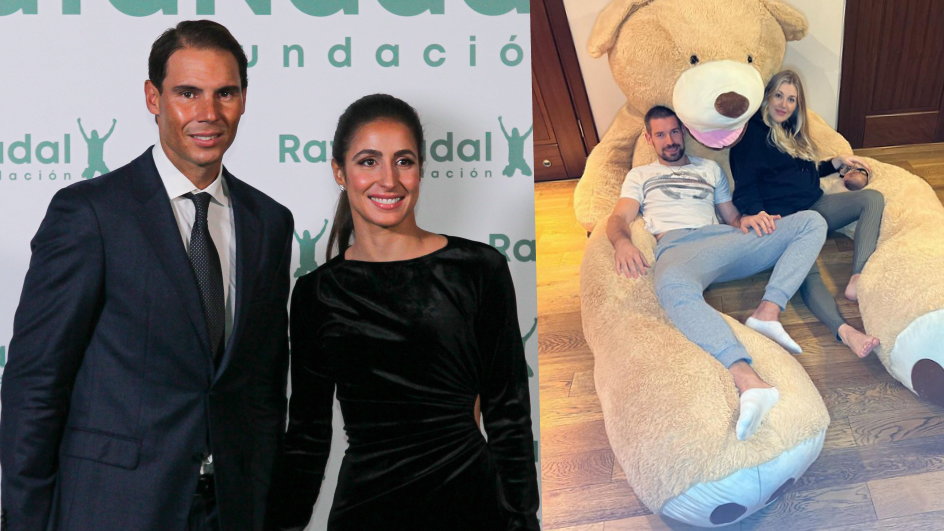 Rafael Nadal z żoną; Dawid Konarski z żoną i synem (Instagram/dawid.konarski_3)