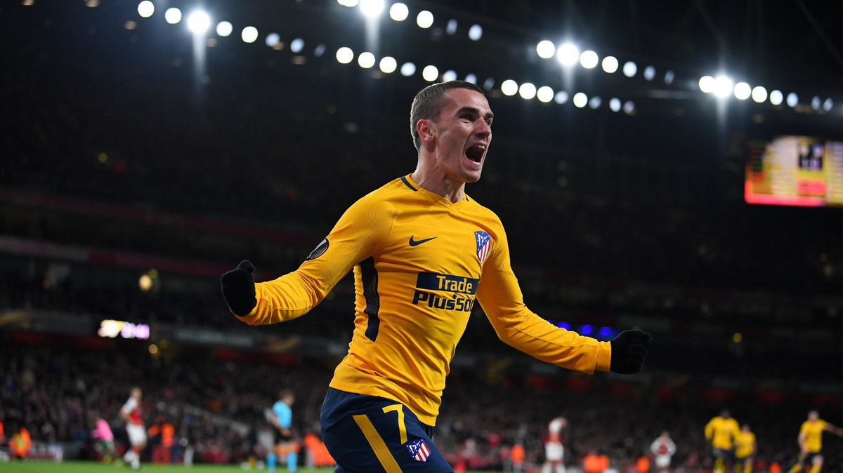 Antoine Griezmann celebrujący gola w meczu z Arsenalem