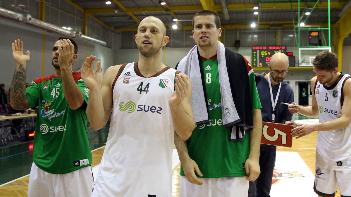 MECZ 16. KOLEJKA I LIGA KOSZYKOWKA MEZCZYZN SEZON 2015/16 --- POLISH FIRST LEAGUE MEN'S BASKETBALL MATCH IN WARSAW: LEGIA WARSZAWA - AZS AWF MICKIEWICZ ROMUS KATOWICE 105:70