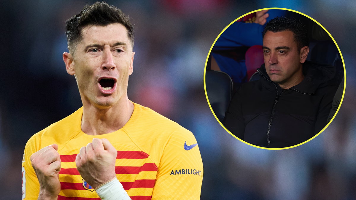 Robert Lewandowski i trener FC Barcelona Xavi Hernandez