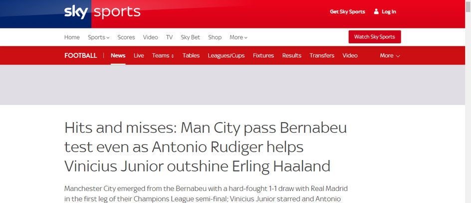 Dziennikarze "Sky Sports" podkreślają, że City udanie przeszło sprawdzian na Santiago Bernabeu
