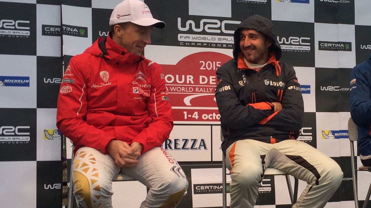 Kris Meeke (z lewej) został liderem Citroena. Polak nie znalazł się w składzie na przyszły rok., fot. Cezary Gutowski