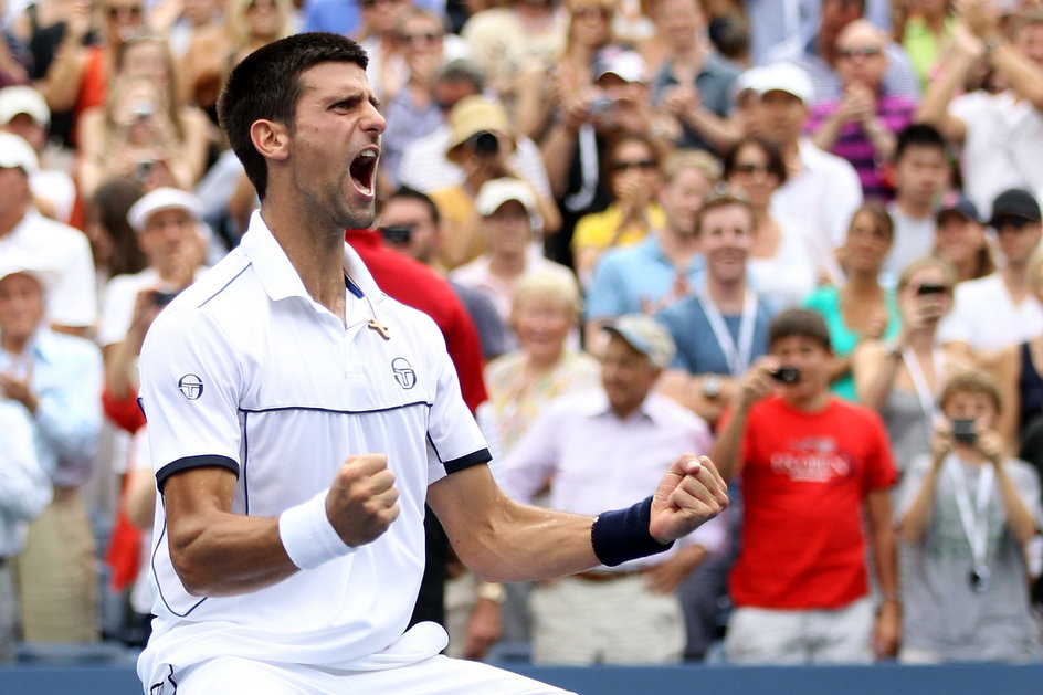 Djoković po pokonaniu Federera na US Open w 2011 r.