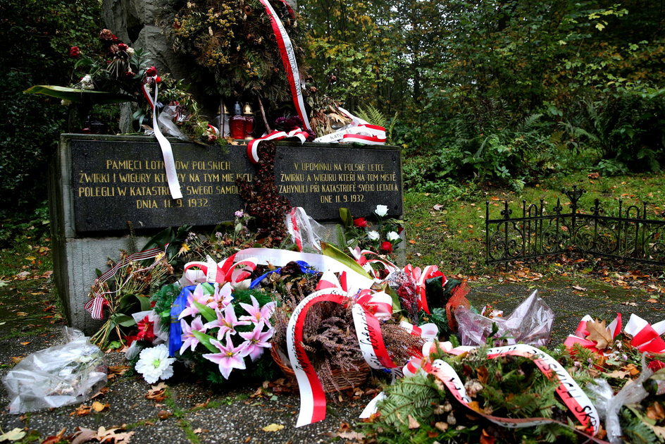  Pomnik na tzw. Żwirowisku, w miejscu, gdzie rozbił się samolot Żwirki i Wigury, pod Cierlickiem