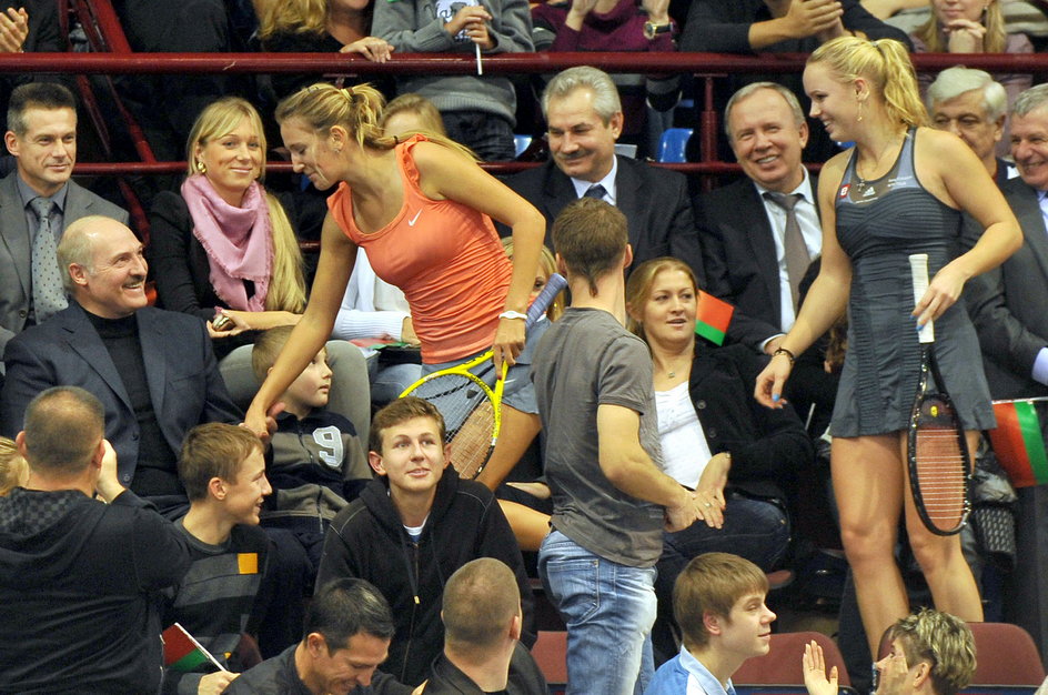 Aleksandr Łukaszenko, Wiktoria Azarenka i Caroline Wozniacki