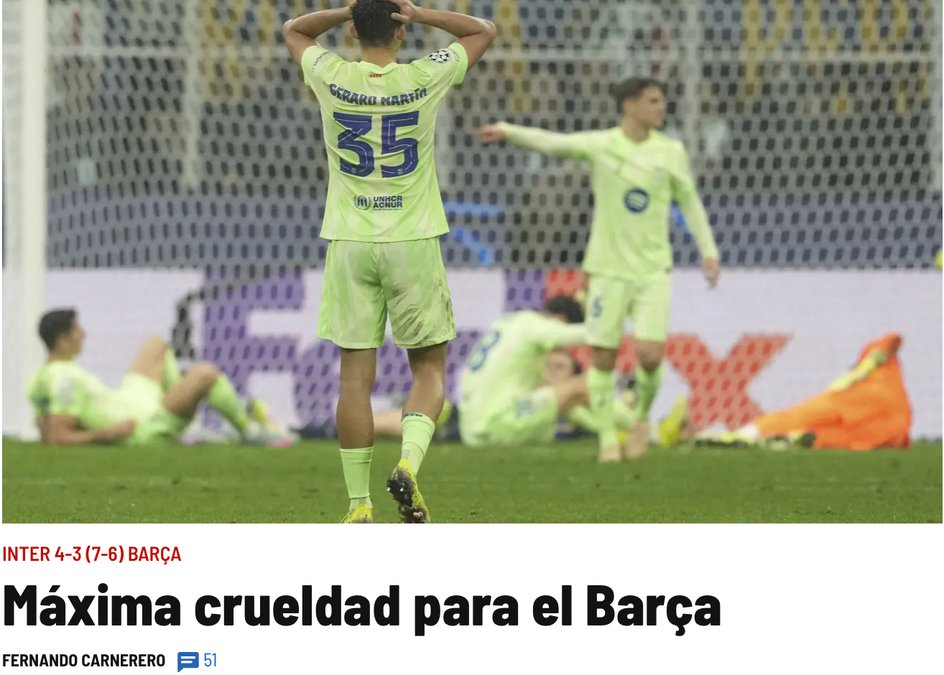 Maximum cruelty for Barcelona – this is the title in