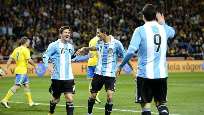 Szwecja - Argentyna Leo Messi, Angel Di Maria i Gonzalo Higuain 