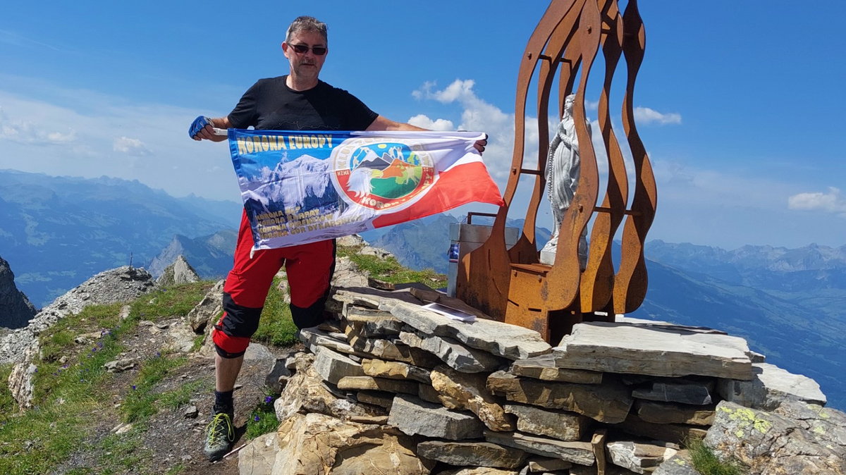 Roman Kowalkowski na Vorder Grauspitz (2599 m n.p.m.), najwyższym szczycie Liechtensteinu